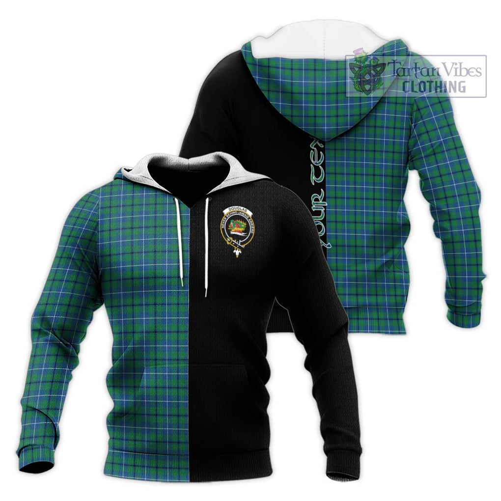 Douglas Ancient Tartan Knitted Hoodie with Family Crest and Half Of Me Style Unisex Knitted Pullover Hoodie - Tartanvibesclothing Shop