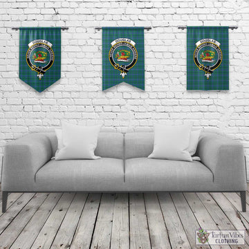 Douglas Ancient Tartan Gonfalon, Tartan Banner with Family Crest