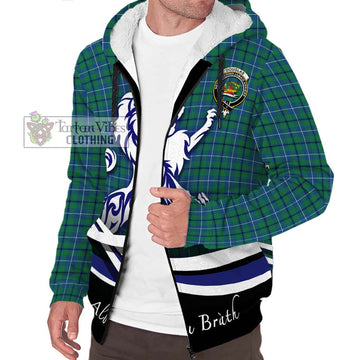 Douglas Ancient Tartan Sherpa Hoodie with Alba Gu Brath Regal Lion Emblem