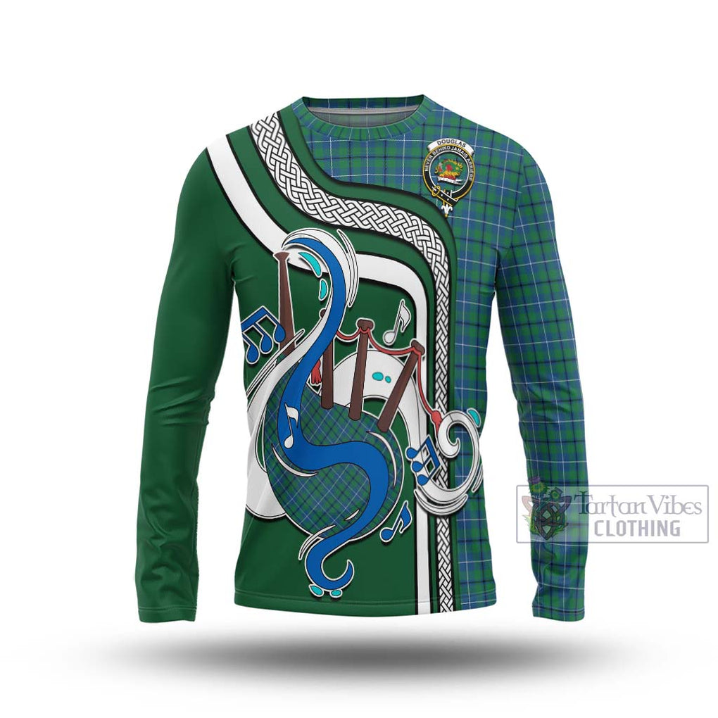 Tartan Vibes Clothing Douglas Ancient Tartan Long Sleeve T-Shirt with Epic Bagpipe Style