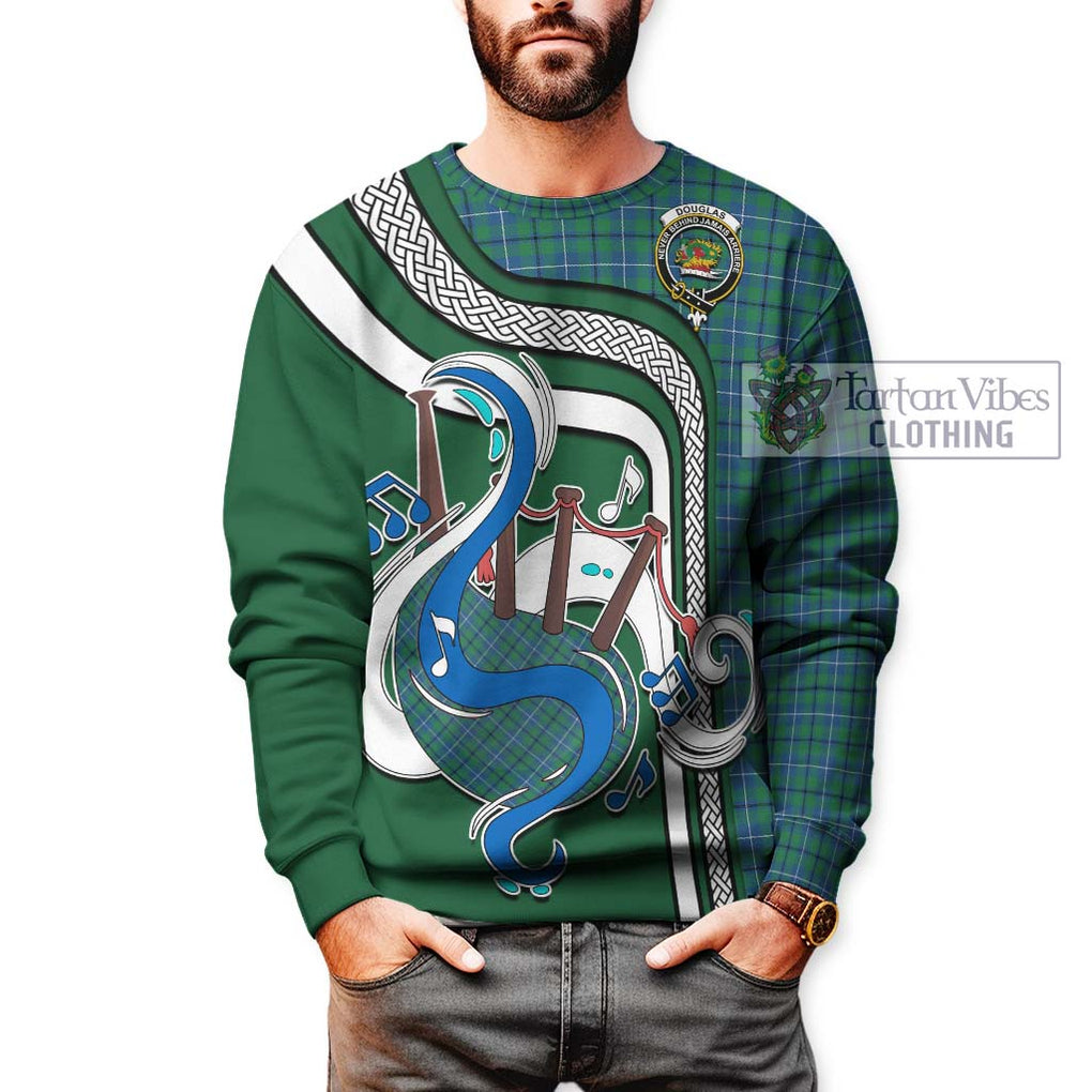 Douglas Ancient Tartan Sweatshirt with Epic Bagpipe Style Unisex - Tartanvibesclothing Shop