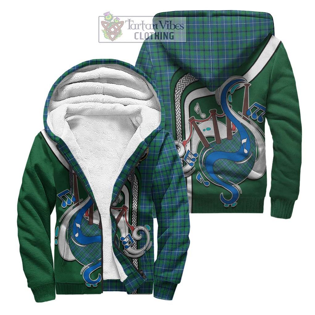 Douglas Ancient Tartan Sherpa Hoodie with Epic Bagpipe Style Unisex S - Tartanvibesclothing Shop