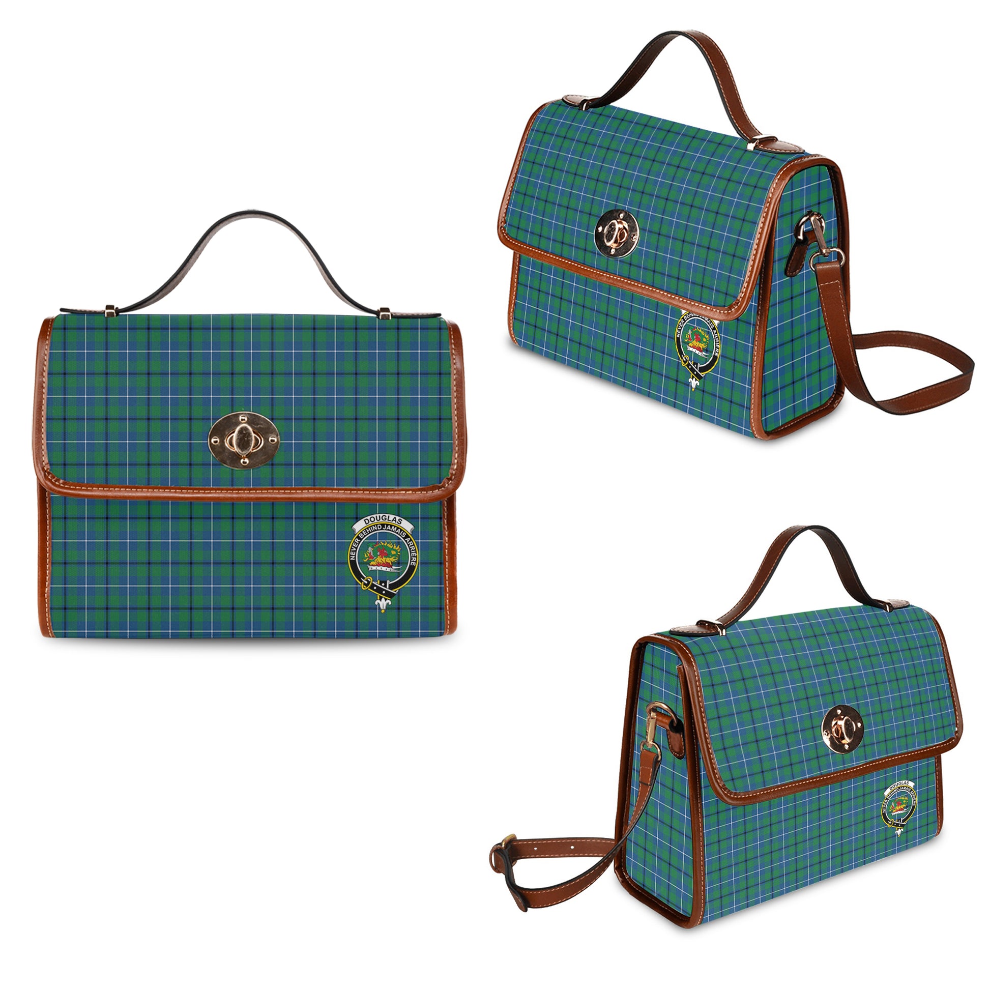 douglas-ancient-tartan-leather-strap-waterproof-canvas-bag-with-family-crest