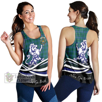 Douglas Ancient Tartan Women's Racerback Tanks with Alba Gu Brath Regal Lion Emblem