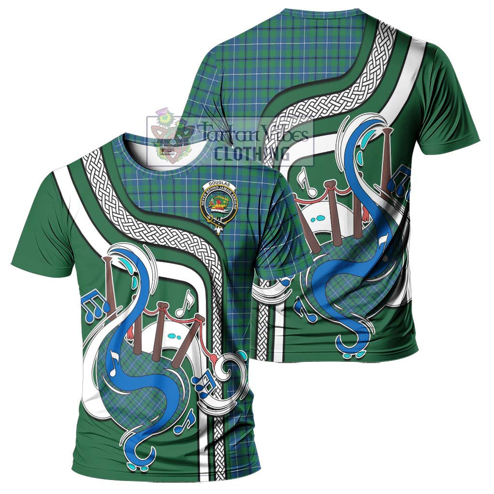 Douglas Ancient Tartan T-Shirt with Epic Bagpipe Style - Tartanvibesclothing Shop