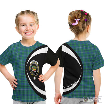 Douglas Ancient Tartan Kid T-Shirt with Family Crest Circle Style