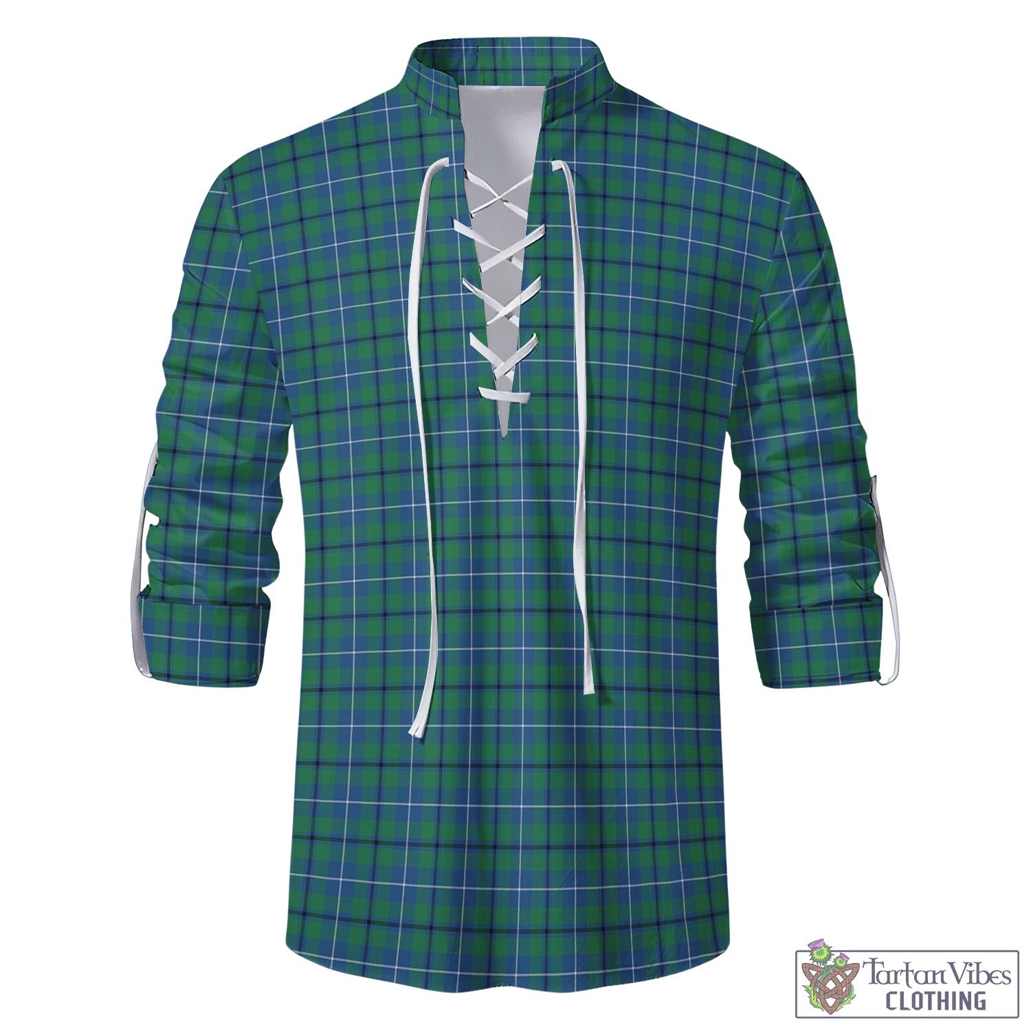 Tartan Vibes Clothing Douglas Ancient Tartan Men's Scottish Traditional Jacobite Ghillie Kilt Shirt