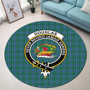 Douglas Ancient Tartan Round Rug with Family Crest