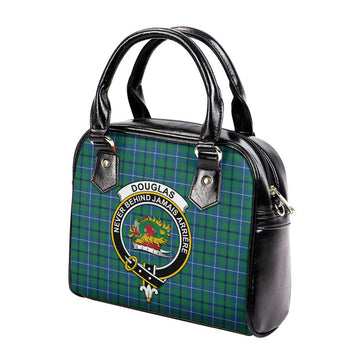 Douglas Ancient Tartan Shoulder Handbags with Family Crest