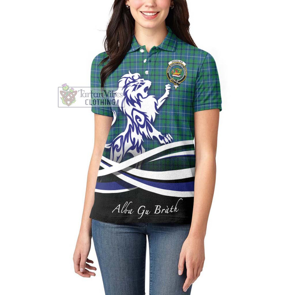 Douglas Ancient Tartan Women's Polo Shirt with Alba Gu Brath Regal Lion Emblem - Tartanvibesclothing Shop