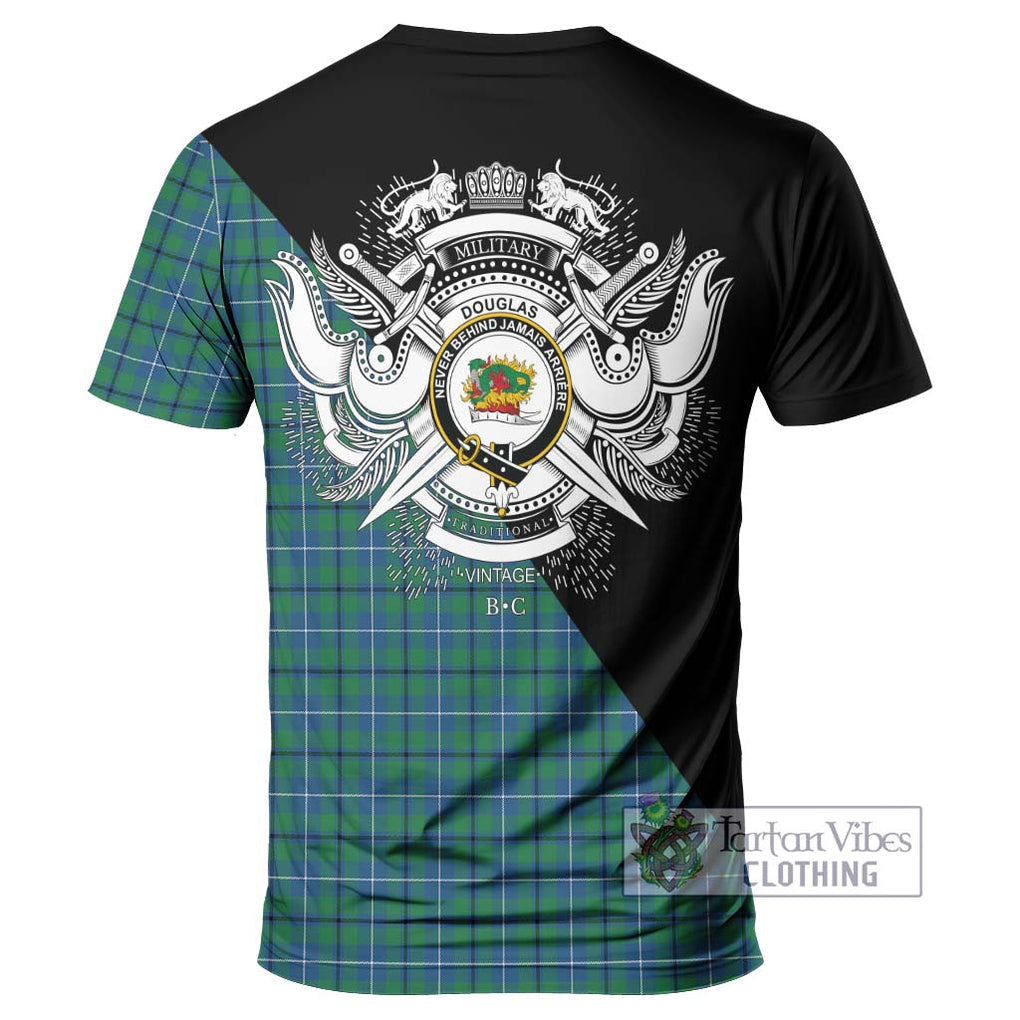 Douglas Ancient Tartan T-Shirt with Family Crest and Military Logo Style - Tartanvibesclothing Shop