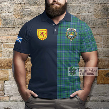 Douglas Ancient Tartan Polo Shirt Alba with Scottish Lion Royal Arm Half Style