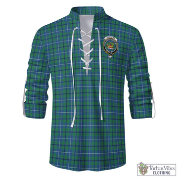 Douglas Ancient Tartan Men's Scottish Traditional Jacobite Ghillie Kilt Shirt with Family Crest