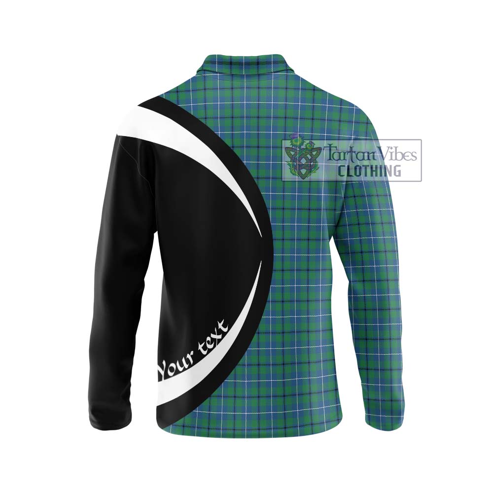 Douglas Ancient Tartan Long Sleeve Polo Shirt with Family Crest Circle Style - Tartan Vibes Clothing