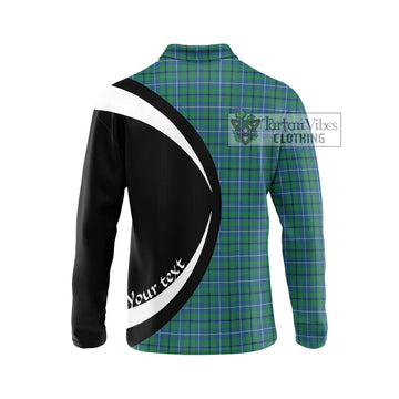 Douglas Ancient Tartan Long Sleeve Polo Shirt with Family Crest Circle Style