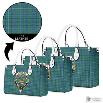 Douglas Ancient Tartan Luxury Leather Handbags with Family Crest