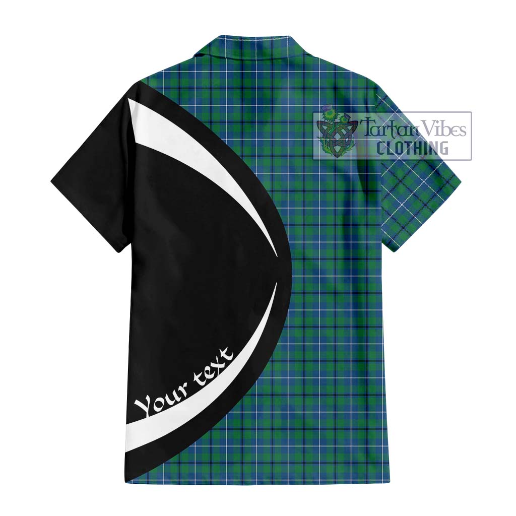 Douglas Ancient Tartan Short Sleeve Button Up with Family Crest Circle Style - Tartan Vibes Clothing