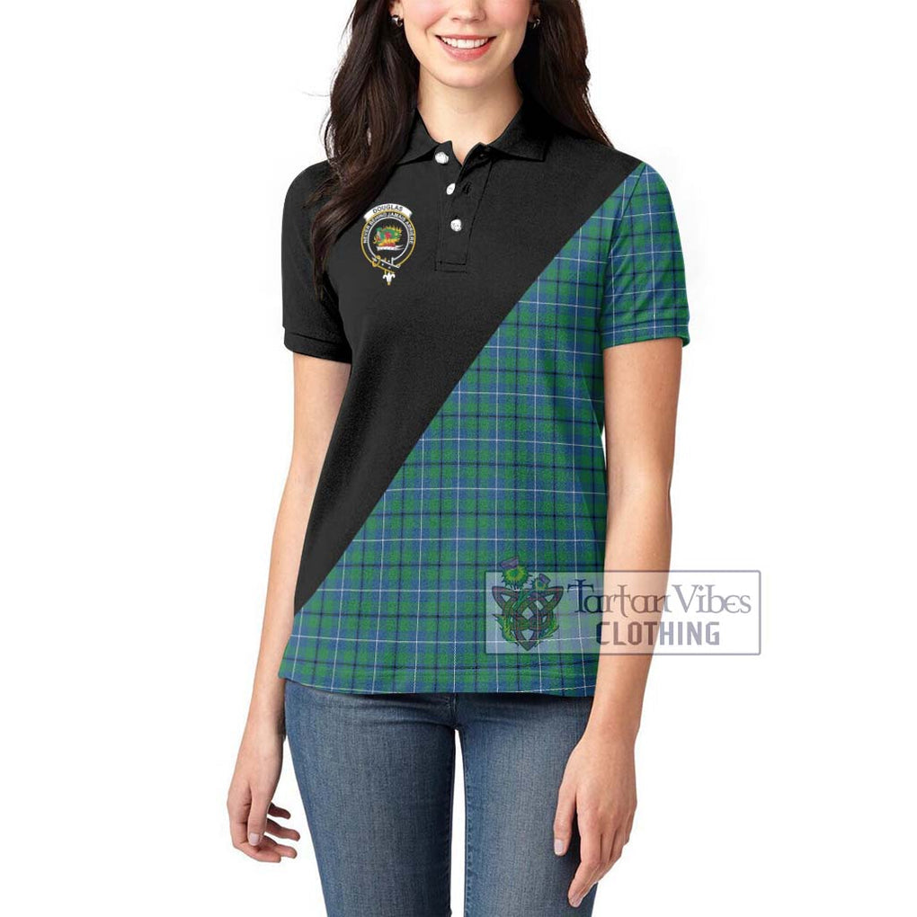 Douglas Ancient Tartan Women's Polo Shirt with Family Crest and Military Logo Style - Tartanvibesclothing Shop