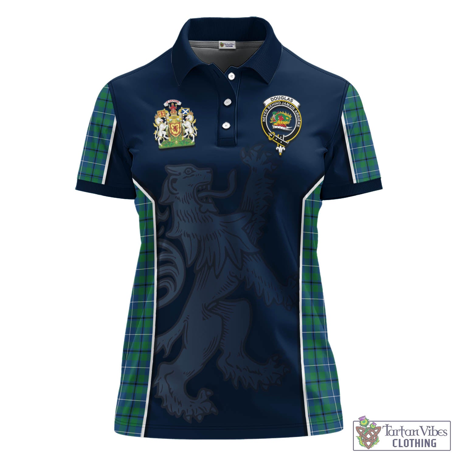 Douglas Ancient Tartan Women's Polo Shirt with Family Crest and Lion Rampant Vibes Sport Style - Tartan Vibes Clothing