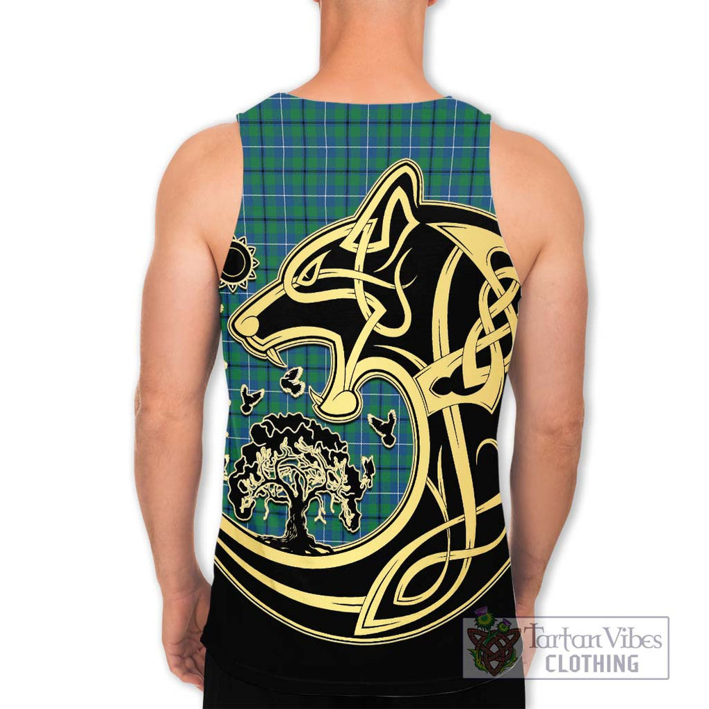 Douglas Ancient Tartan Men's Tank Top with Family Crest Celtic Wolf Style - Tartan Vibes Clothing