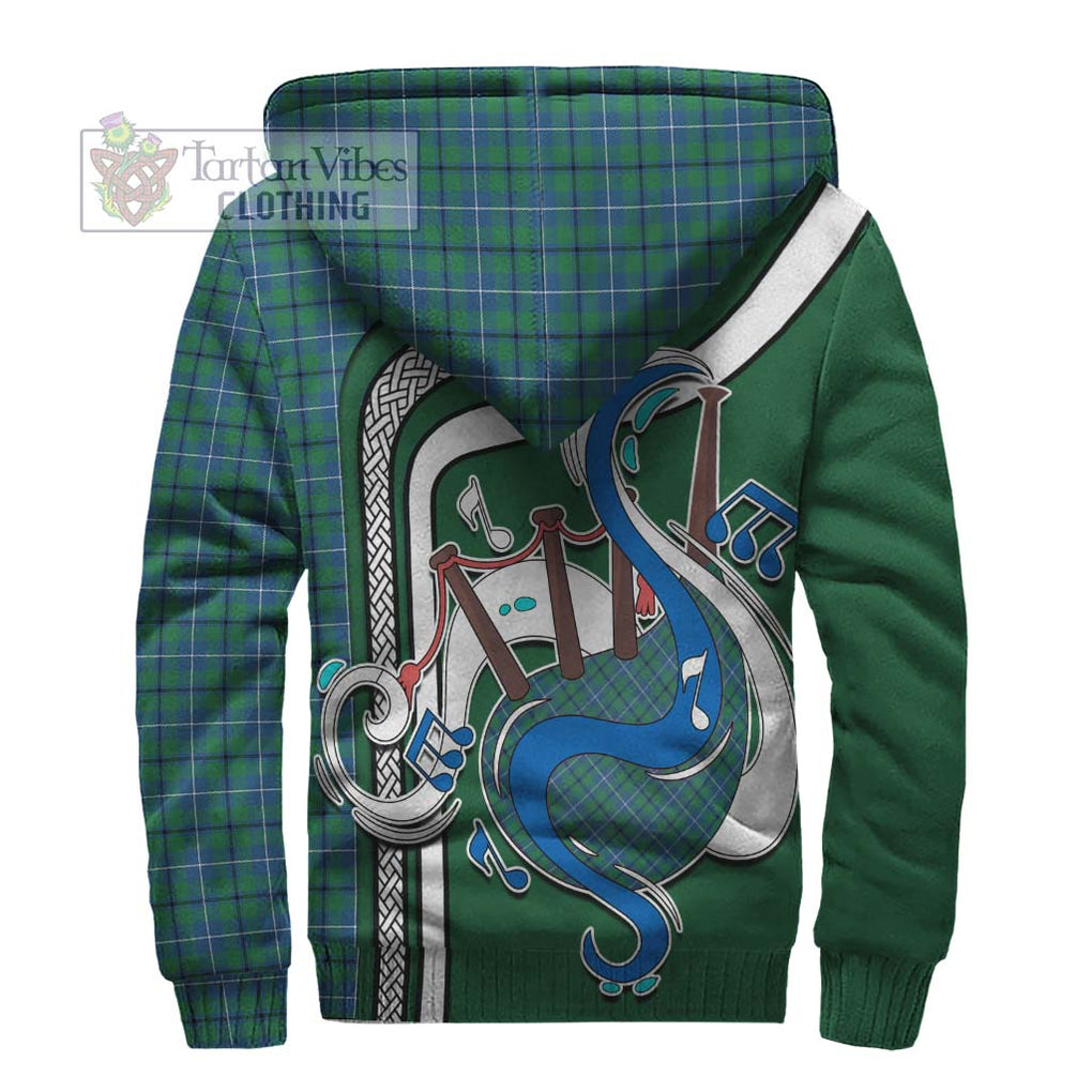 Douglas Ancient Tartan Sherpa Hoodie with Epic Bagpipe Style - Tartanvibesclothing Shop