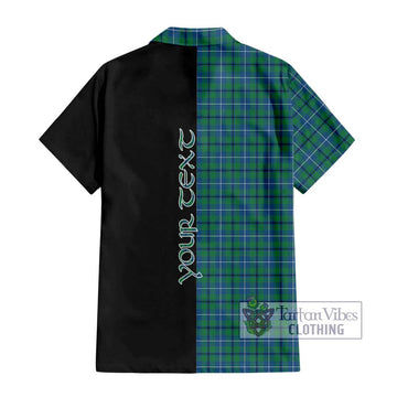 Douglas Ancient Tartan Short Sleeve Button Shirt with Family Crest and Half Of Me Style