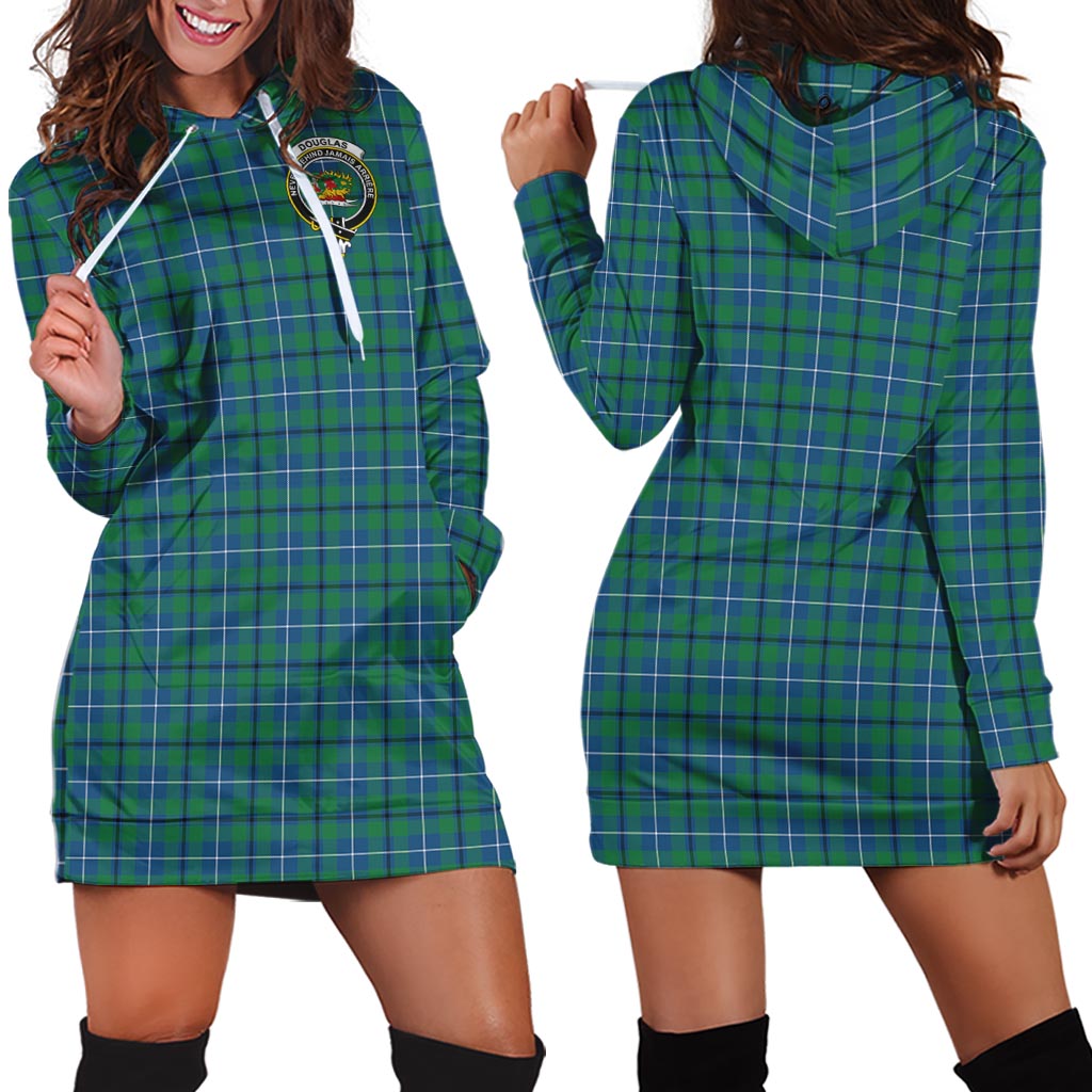 Douglas Ancient Tartan Hoodie Dress with Family Crest - Tartan Vibes Clothing