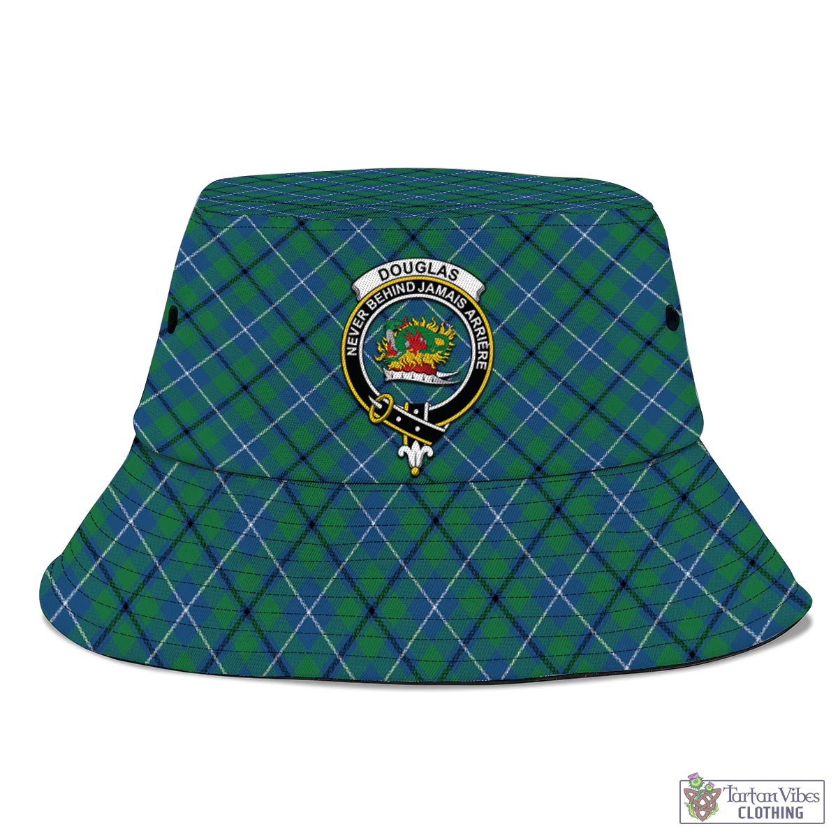 Tartan Vibes Clothing Douglas Ancient Tartan Bucket Hat with Family Crest