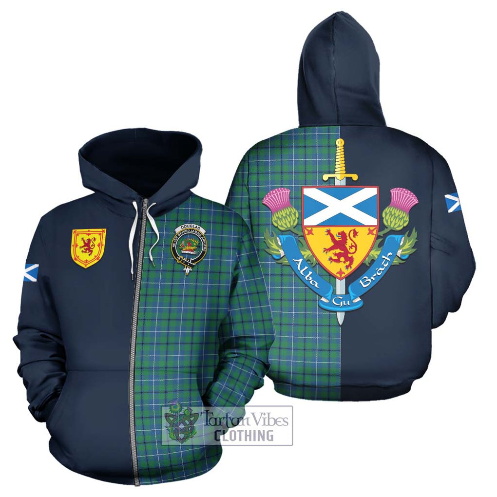 Tartan Vibes Clothing Douglas Ancient Tartan Hoodie with Scottish Lion Royal Arm Half Style