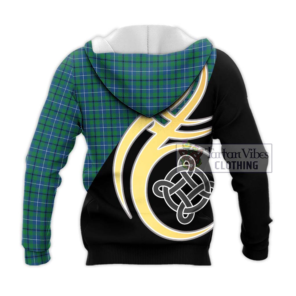 Douglas Ancient Tartan Knitted Hoodie with Family Crest and Celtic Symbol Style - Tartan Vibes Clothing