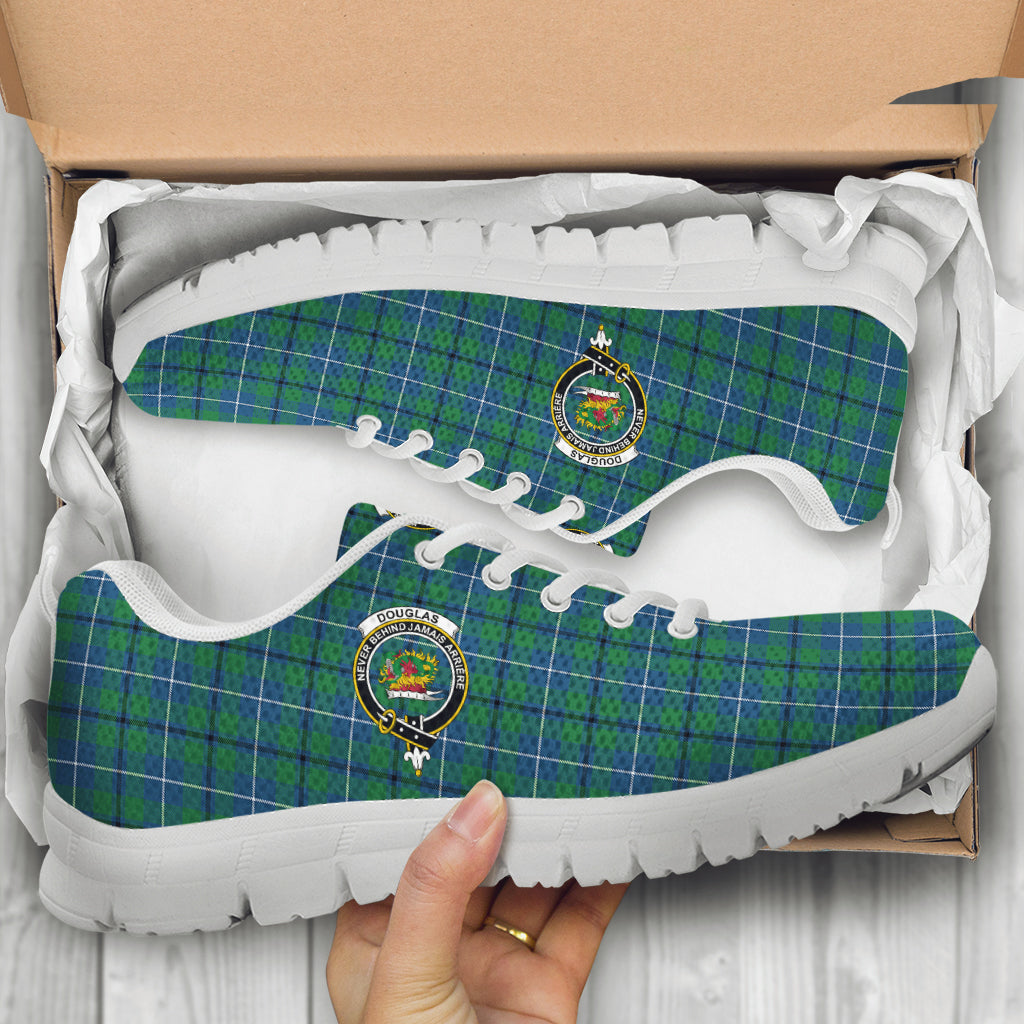 Douglas Ancient Tartan Sneakers with Family Crest - Tartan Vibes Clothing