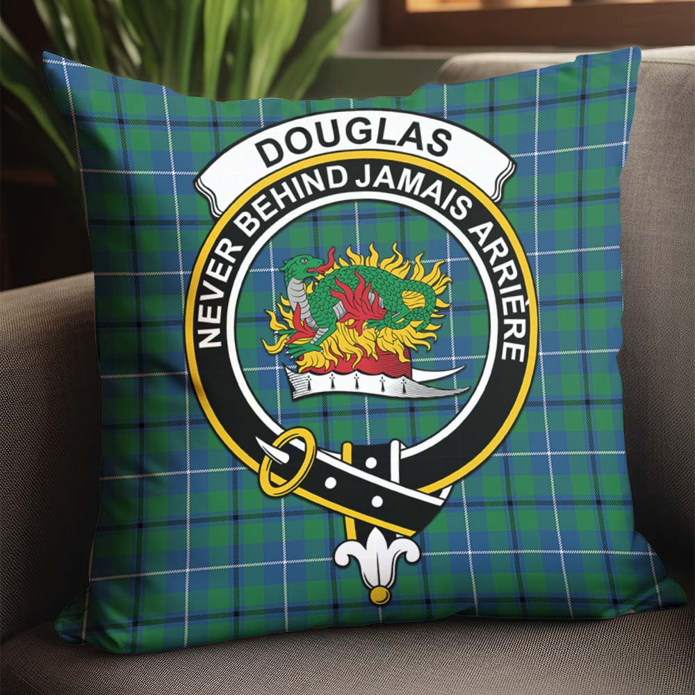 Douglas Ancient Tartan Pillow Cover with Family Crest - Tartanvibesclothing