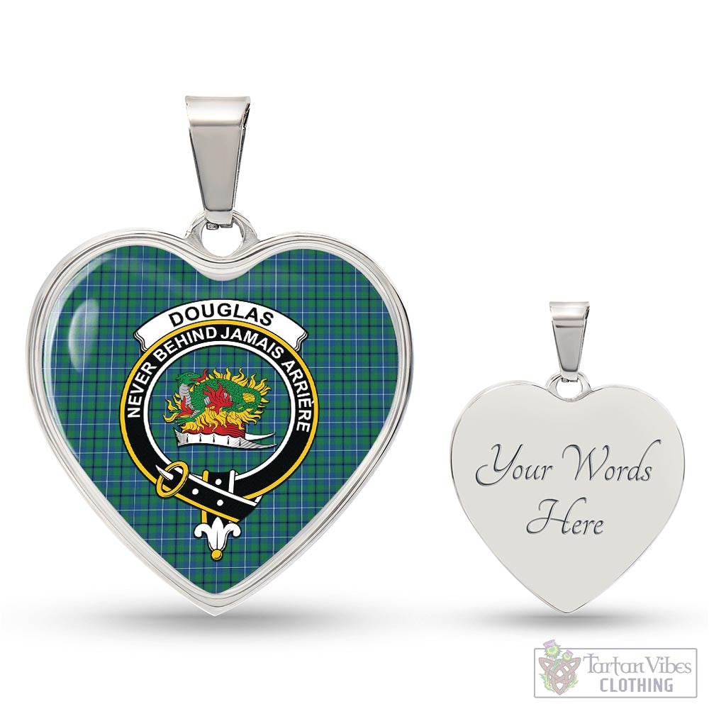 Tartan Vibes Clothing Douglas Ancient Tartan Heart Necklace with Family Crest