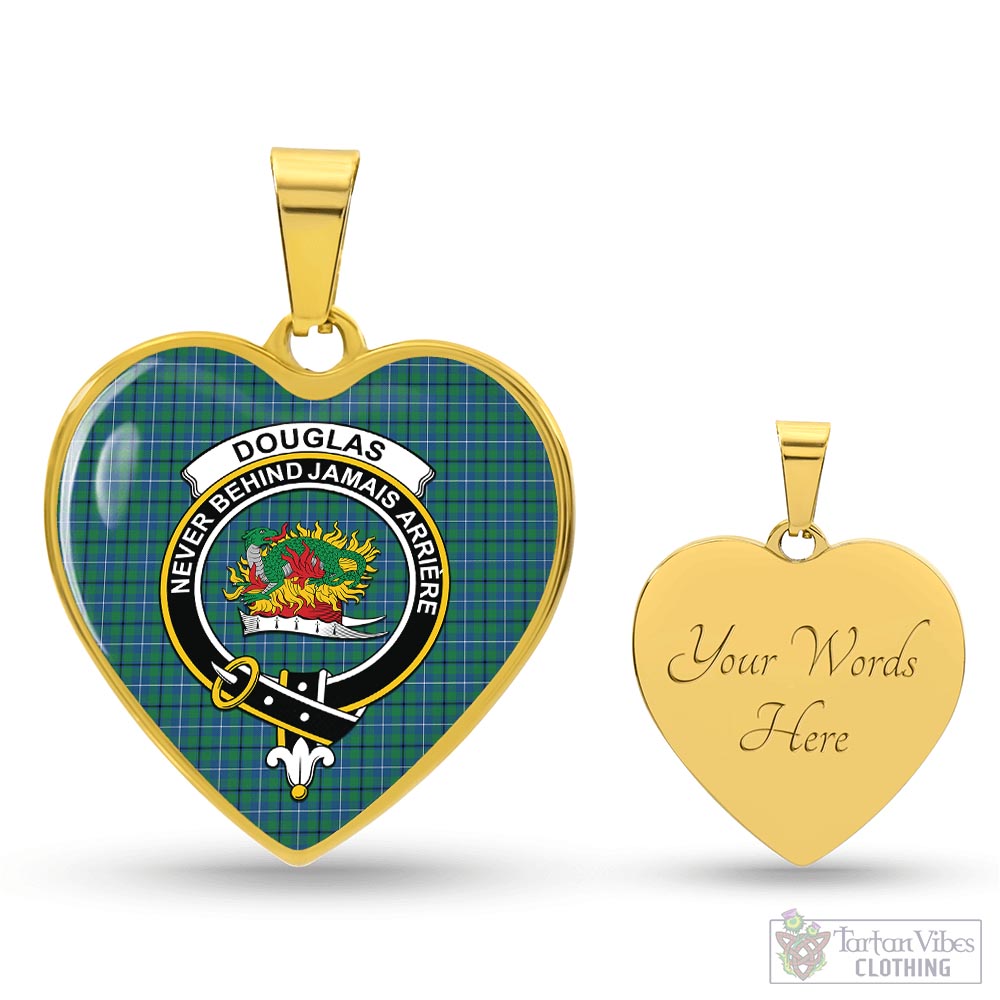 Tartan Vibes Clothing Douglas Ancient Tartan Heart Necklace with Family Crest