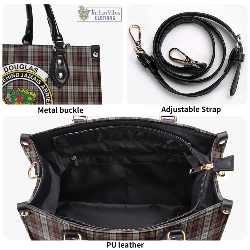 Tartan Vibes Clothing Douglas Ancient Dress Tartan Luxury Leather Handbags with Family Crest