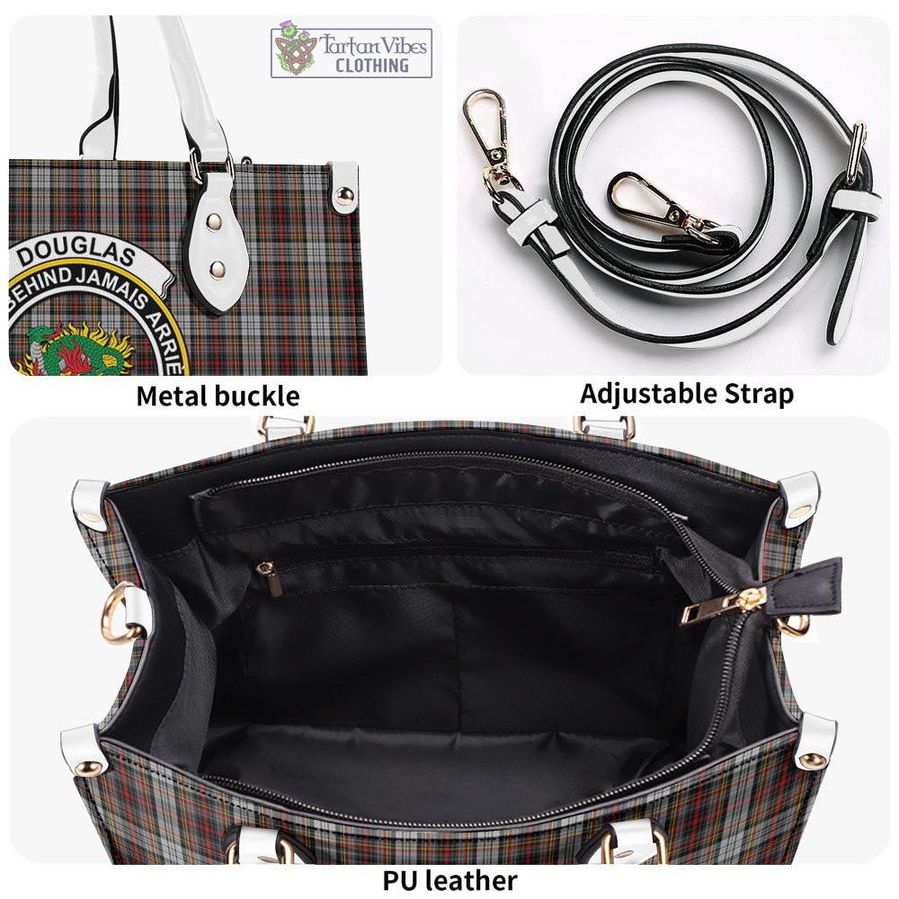 Tartan Vibes Clothing Douglas Ancient Dress Tartan Luxury Leather Handbags with Family Crest