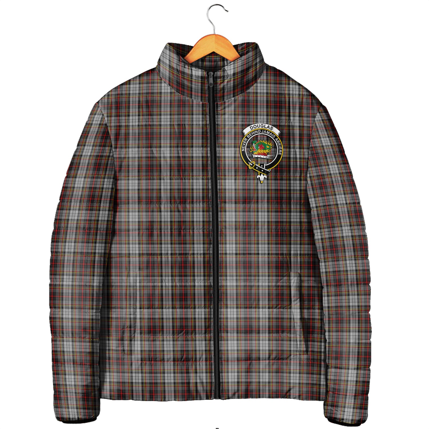 Douglas Ancient Dress Tartan Padded Jacket with Family Crest Men's Padded Jacket - Tartan Vibes Clothing