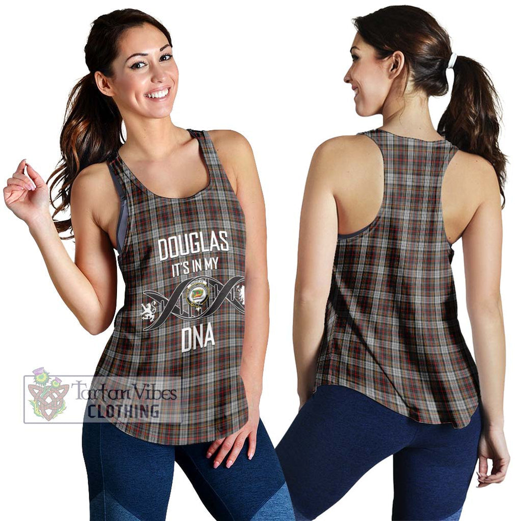 Douglas Ancient Dress Tartan Women's Racerback Tanks with Family Crest DNA In Me Style 4XL - Tartanvibesclothing Shop