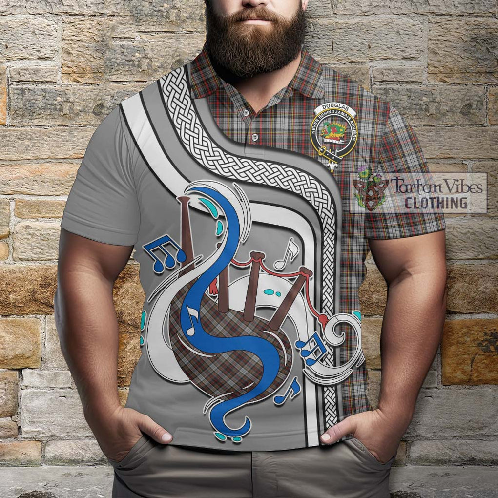 Tartan Vibes Clothing Douglas Ancient Dress Tartan Polo Shirt with Epic Bagpipe Style