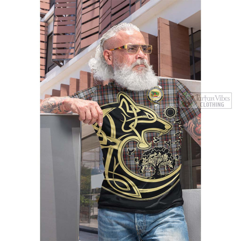 Tartan Vibes Clothing Douglas Ancient Dress Tartan Cotton T-shirt with Family Crest Celtic Wolf Style