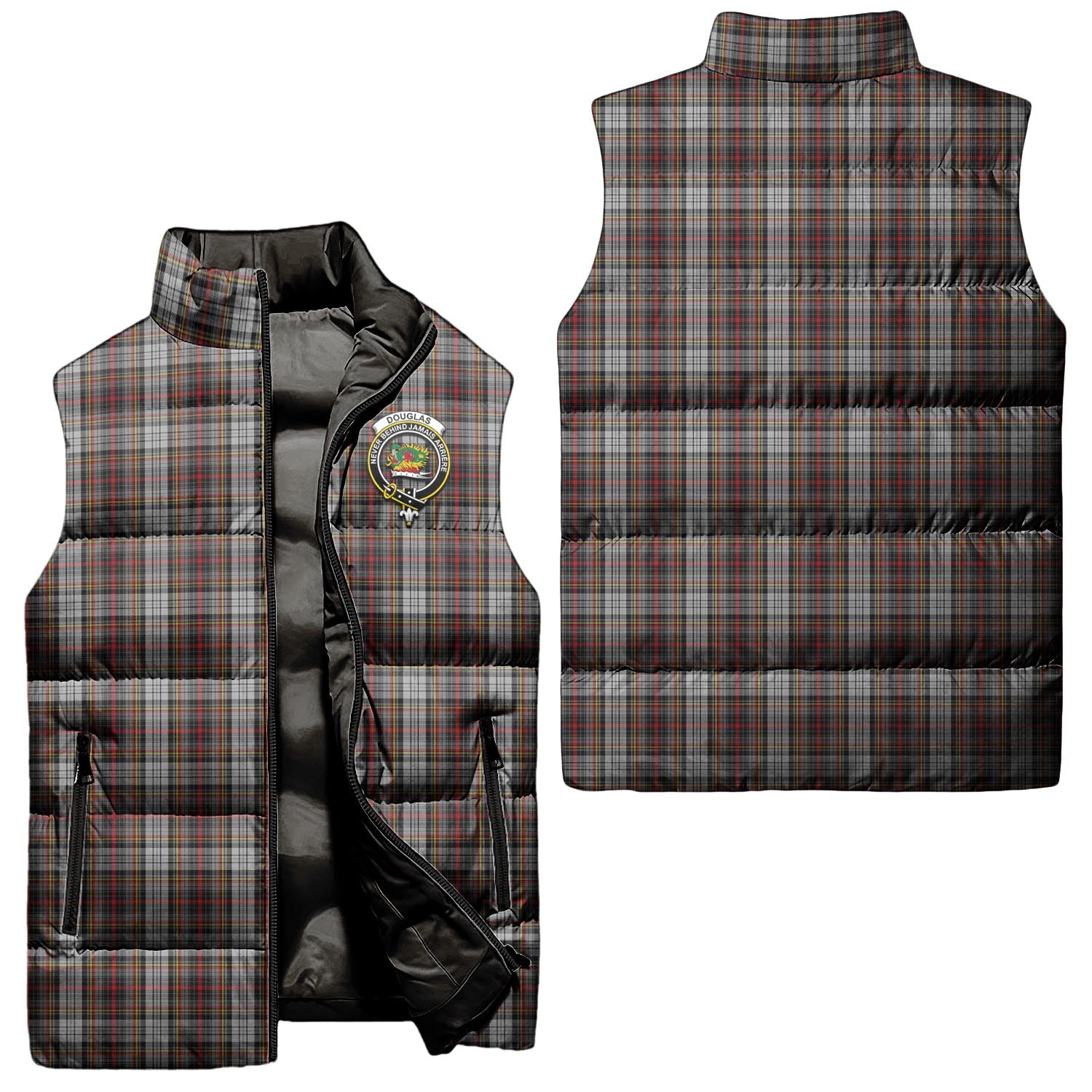 Douglas Ancient Dress Tartan Sleeveless Puffer Jacket with Family Crest Unisex - Tartanvibesclothing