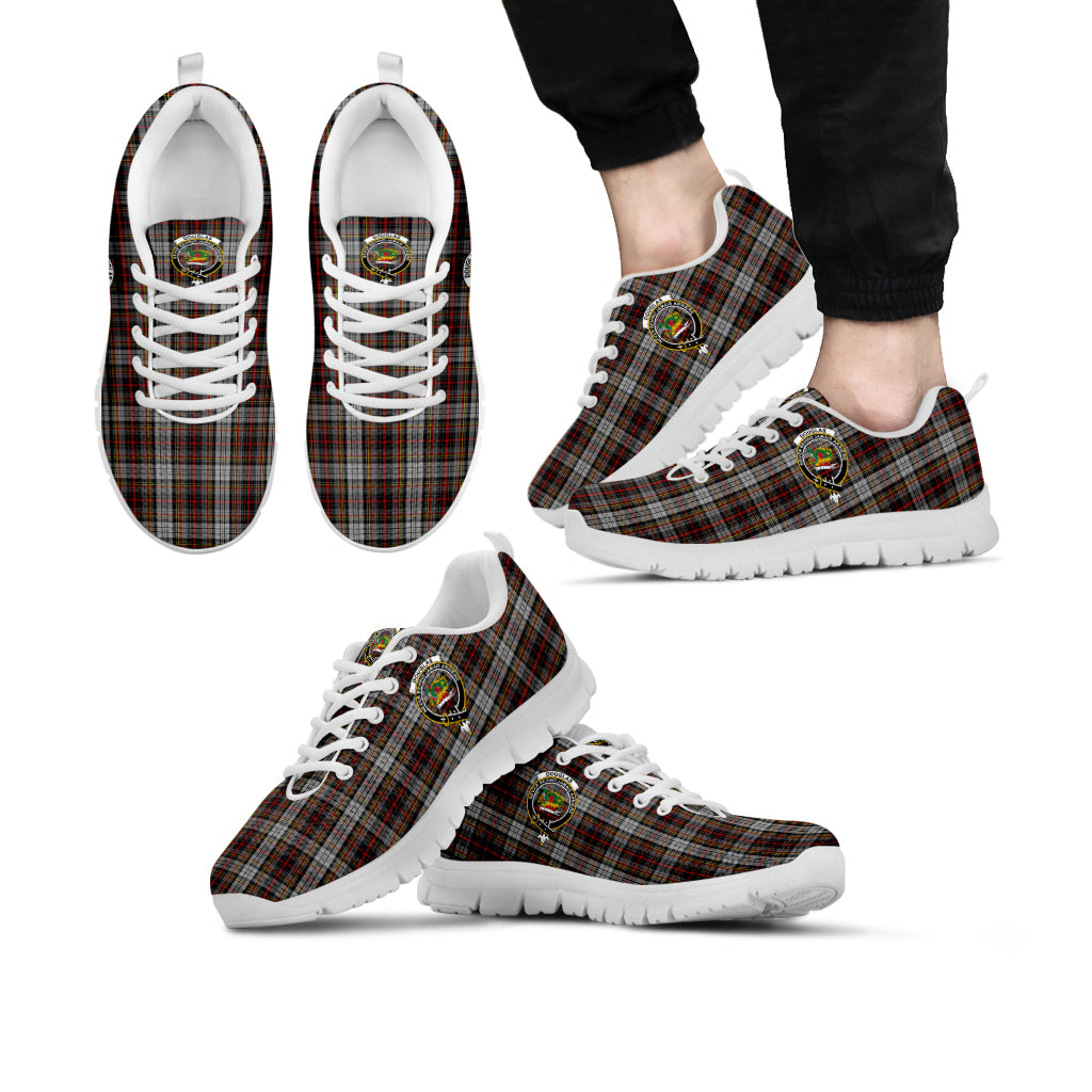 Douglas Ancient Dress Tartan Sneakers with Family Crest Kid's Sneakers - Tartan Vibes Clothing