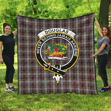 Douglas Ancient Dress Tartan Quilt with Family Crest