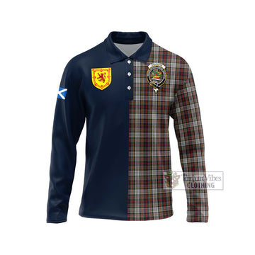 Douglas Ancient Dress Tartan Long Sleeve Polo Shirt Alba with Scottish Lion Royal Arm Half Style