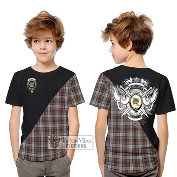 Douglas Ancient Dress Tartan Kid T-Shirt with Family Crest and Military Logo Style