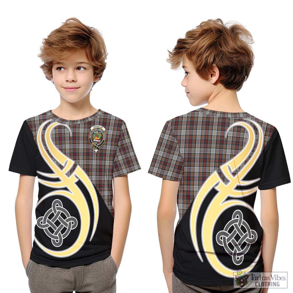 Douglas Ancient Dress Tartan Kid T-Shirt with Family Crest and Celtic Symbol Style Youth XL Size14 - Tartan Vibes Clothing