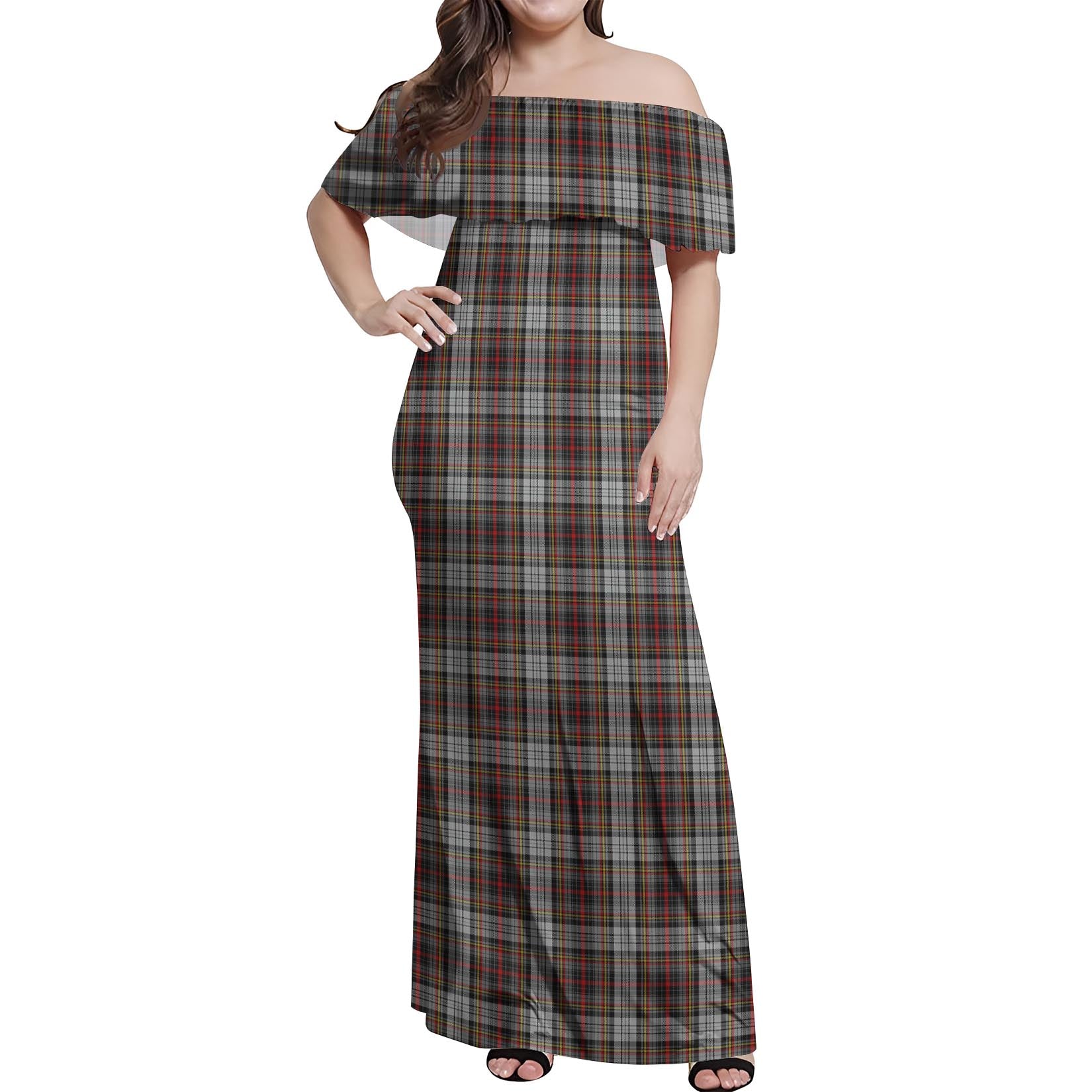 Douglas Ancient Dress Tartan Off Shoulder Long Dress Women's Dress - Tartanvibesclothing