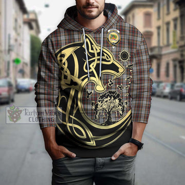 Douglas Ancient Dress Tartan Hoodie with Family Crest Celtic Wolf Style