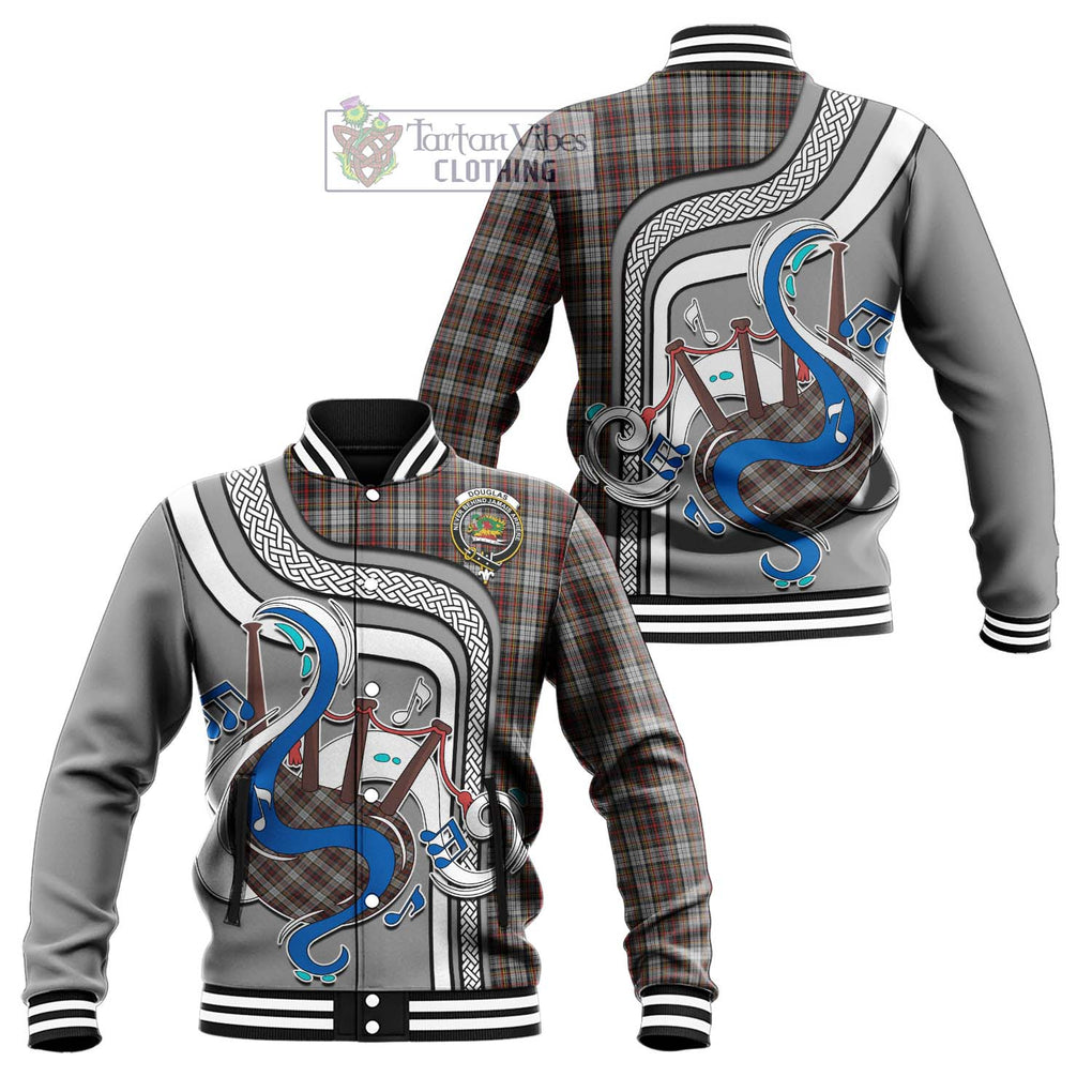 Tartan Vibes Clothing Douglas Ancient Dress Tartan Baseball Jacket with Epic Bagpipe Style