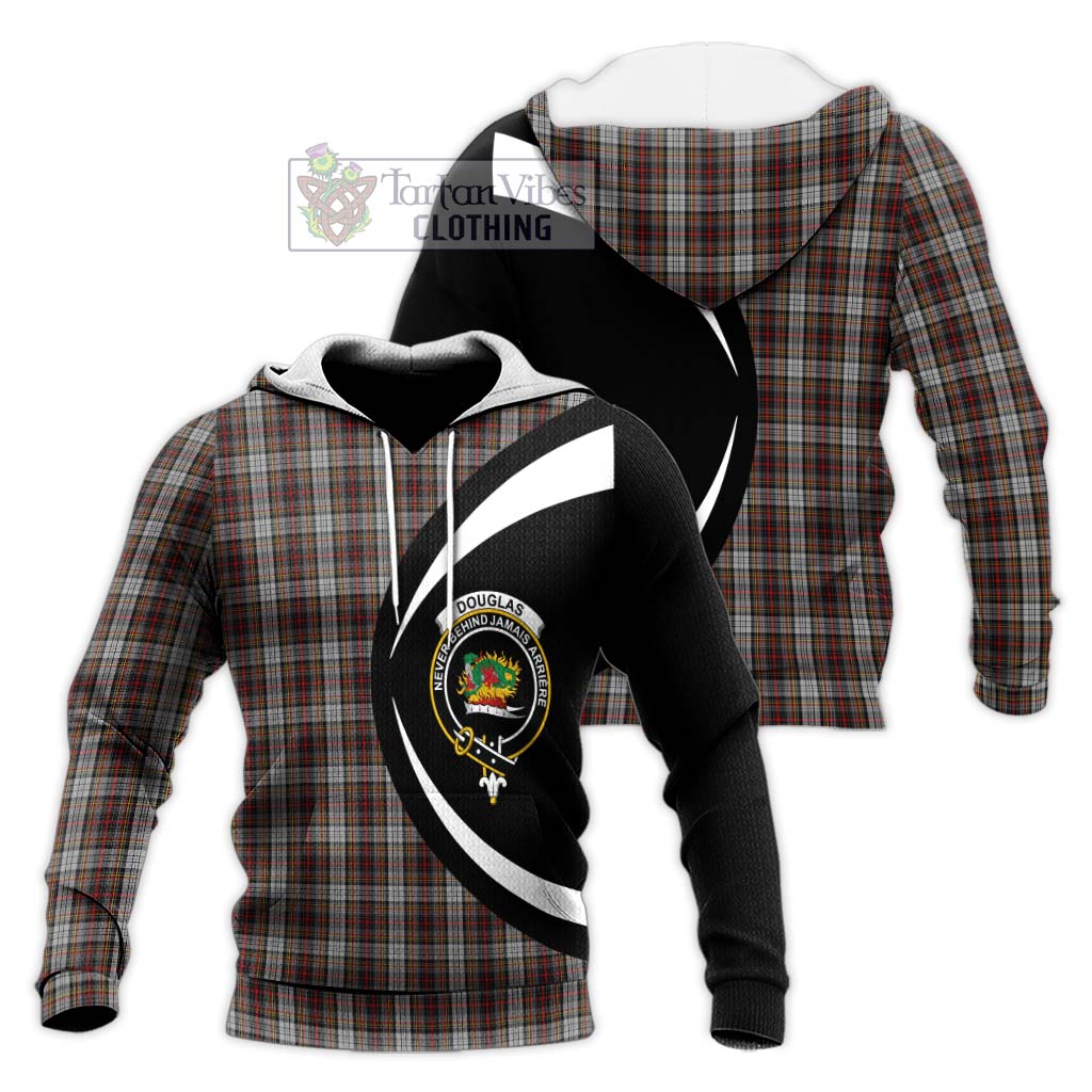 Douglas Ancient Dress Tartan Knitted Hoodie with Family Crest Circle Style Unisex Knitted Pullover Hoodie - Tartan Vibes Clothing